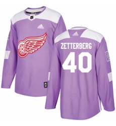 Youth Adidas Detroit Red Wings 40 Henrik Zetterberg Authentic Purple Fights Cancer Practice NHL Jersey 