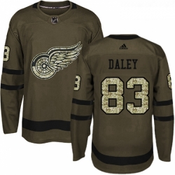 Youth Adidas Detroit Red Wings 83 Trevor Daley Authentic Green Salute to Service NHL Jersey 