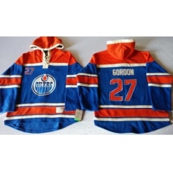 Edmonton Oilers #27 Boyd Gordon Light Blue Sawyer Hooded Sweatshirt Stitched NHL Jersey