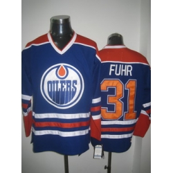 Edmonton Oilers 31 FUHR blue Jerseys