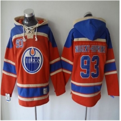 Edmonton Oilers #93 Ryan Nugent-Hopkins Orange Sawyer Hooded Sweatshirt Stitched NHL Jersey