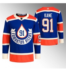 Men Edmonton Oilers 91 Evander Kane 2023 Royal Heritage Classic Primegreen Stitched Jersey