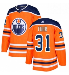 Mens Adidas Edmonton Oilers 31 Grant Fuhr Authentic Orange Home NHL Jersey 