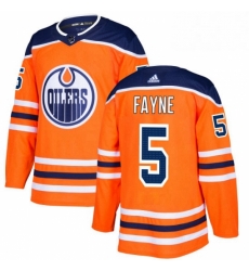 Mens Adidas Edmonton Oilers 5 Mark Fayne Premier Orange Home NHL Jersey 