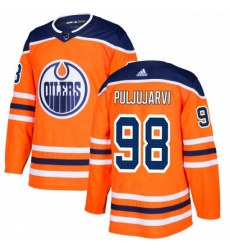 Mens Adidas Edmonton Oilers 98 Jesse Puljujarvi Authentic Orange Home NHL Jersey 