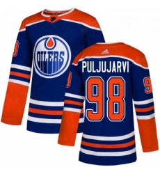 Mens Adidas Edmonton Oilers 98 Jesse Puljujarvi Premier Royal Blue Alternate NHL Jersey 