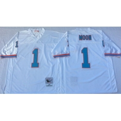 Oilers 1 Warren Moon White Throwback Jersey