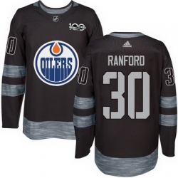 Oilers #30 Bill Ranford Black 1917 2017 100th Anniversary Stitched NHL Jersey