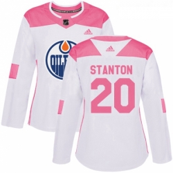 Womens Adidas Edmonton Oilers 20 Ryan Stanton Authentic WhitePink Fashion NHL Jersey 