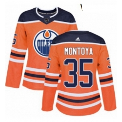 Womens Adidas Edmonton Oilers 35 Al Montoya Authentic Orange Home NHL Jersey 