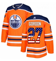 Youth Adidas Edmonton Oilers 27 Boyd Gordon Authentic Orange USA Flag Fashion NHL Jersey 