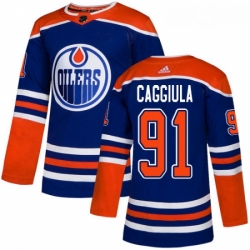 Youth Adidas Edmonton Oilers 91 Drake Caggiula Authentic Royal Blue Alternate NHL Jersey 