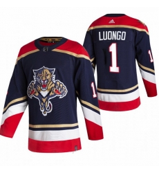 Men Florida Panthers 1 Roberto Luongo Black Adidas 2020 21 Reverse Retro Alternate NHL Jersey