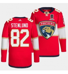 Men Florida Panthers 82 Kevin Stenlund Red Home 2024 Stanley Cup Champions Stitched Jersey