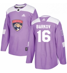 Mens Adidas Florida Panthers 16 Aleksander Barkov Authentic Purple Fights Cancer Practice NHL Jersey 