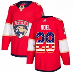 Mens Adidas Florida Panthers 28 Serron Noel Authentic Red USA Flag Fashion NHL Jersey 