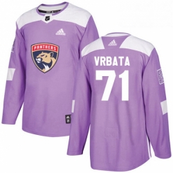 Mens Adidas Florida Panthers 71 Radim Vrbata Authentic Purple Fights Cancer Practice NHL Jersey 