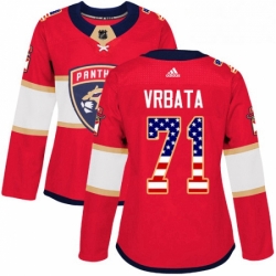 Womens Adidas Florida Panthers 71 Radim Vrbata Authentic Red USA Flag Fashion NHL Jersey 