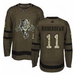 Youth Adidas Florida Panthers 11 Jonathan Huberdeau Premier Green Salute to Service NHL Jersey 