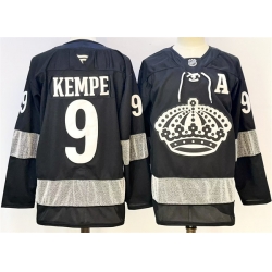 Men Los Angeles Kings 9 Adrian Kempe Black With A Patch Alternate Stitched Hockey Jersey