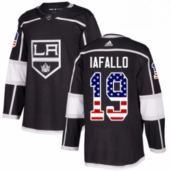 Mens Adidas Los Angeles Kings 19 Alex Iafallo Authentic Black USA Flag Fashion NHL Jersey 