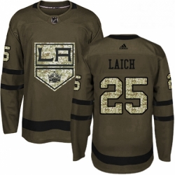 Mens Adidas Los Angeles Kings 25 Brooks Laich Authentic Green Salute to Service NHL Jersey 