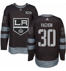 Mens Adidas Los Angeles Kings 30 Rogie Vachon Authentic Black 1917 2017 100th Anniversary NHL Jersey 