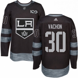 Mens Adidas Los Angeles Kings 30 Rogie Vachon Authentic Black 1917 2017 100th Anniversary NHL Jersey 