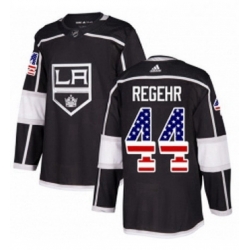 Mens Adidas Los Angeles Kings 44 Robyn Regehr Authentic Black USA Flag Fashion NHL Jersey 