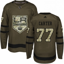 Mens Adidas Los Angeles Kings 77 Jeff Carter Authentic Green Salute to Service NHL Jersey 