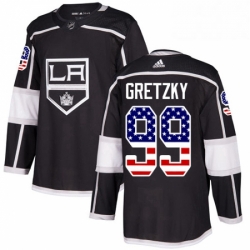 Mens Adidas Los Angeles Kings 99 Wayne Gretzky Authentic Black USA Flag Fashion NHL Jersey 