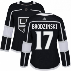 Womens Adidas Los Angeles Kings 17 Jonny Brodzinski Authentic Black Home NHL Jersey 