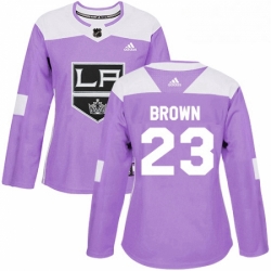 Womens Adidas Los Angeles Kings 23 Dustin Brown Authentic Purple Fights Cancer Practice NHL Jersey 