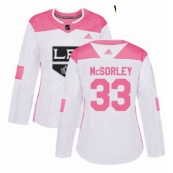 Womens Adidas Los Angeles Kings 33 Marty Mcsorley Authentic WhitePink Fashion NHL Jersey 