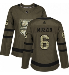 Womens Adidas Los Angeles Kings 6 Jake Muzzin Authentic Green Salute to Service NHL Jersey 