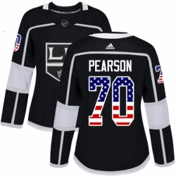 Womens Adidas Los Angeles Kings 70 Tanner Pearson Authentic Black USA Flag Fashion NHL Jersey 