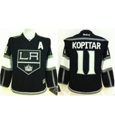 Kids Los Angeles Kings 11 Anze Kopitar Black NHL Jerseys