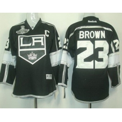 Kids Los Angeles Kings #23 Dustin Brown Black Stanley Cup Finals Champions Patch NHL Jerseys LA Style