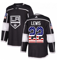 Youth Adidas Los Angeles Kings 22 Trevor Lewis Authentic Black USA Flag Fashion NHL Jersey 