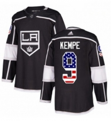 Youth Adidas Los Angeles Kings 9 Adrian Kempe Authentic Black USA Flag Fashion NHL Jersey 