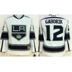 Youth Los Angeles Kings 12 Marian Gaborik White Road Stitched NHL jersey