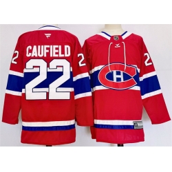 Men Montreal Canadiens 22 Cole Caufield Red 2024 25 Stitched Jersey