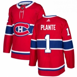 Mens Adidas Montreal Canadiens 1 Jacques Plante Premier Red Home NHL Jersey 