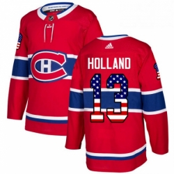 Mens Adidas Montreal Canadiens 13 Peter Holland Authentic Red USA Flag Fashion NHL Jersey 