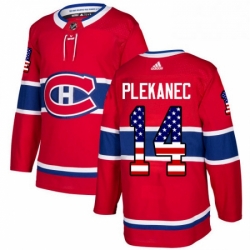 Mens Adidas Montreal Canadiens 14 Tomas Plekanec Authentic Red USA Flag Fashion NHL Jersey 