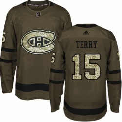 Mens Adidas Montreal Canadiens 15 Chris Terry Premier Green Salute to Service NHL Jersey 