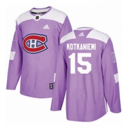 Mens Adidas Montreal Canadiens 15 Jesperi Kotkaniemi Authentic Purple Fights Cancer Practice NHL Jersey 