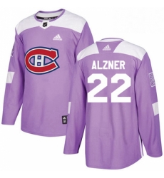 Mens Adidas Montreal Canadiens 22 Karl Alzner Authentic Purple Fights Cancer Practice NHL Jersey 