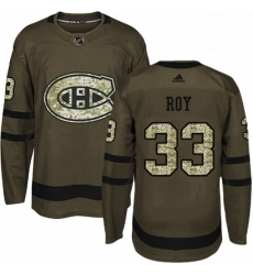 Mens Adidas Montreal Canadiens 33 Patrick Roy Premier Green Salute to Service NHL Jersey 