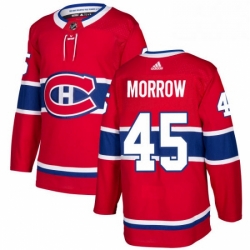 Mens Adidas Montreal Canadiens 45 Joe Morrow Authentic Red Home NHL Jersey 